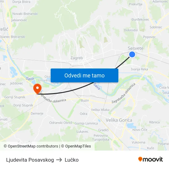 Ljudevita Posavskog to Lučko map