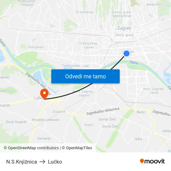 N.S.Knjižnica to Lučko map