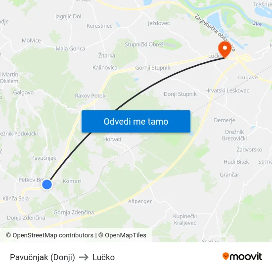 Pavučnjak (Donji) to Lučko map