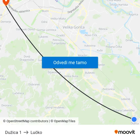 Dužica 1 to Lučko map