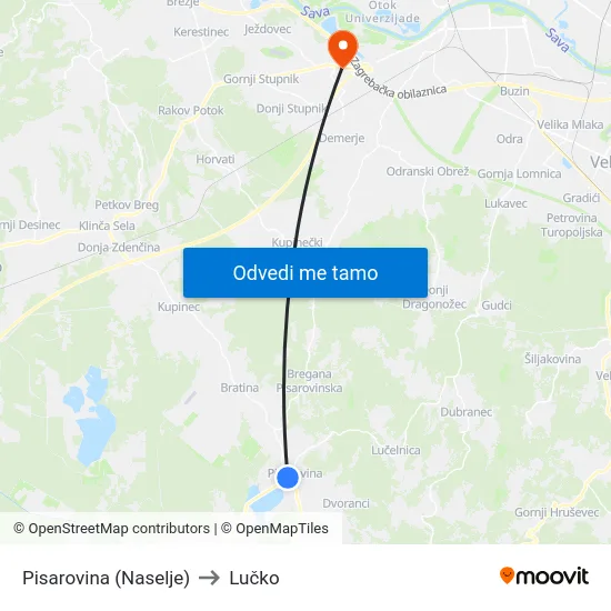 Pisarovina (Naselje) to Lučko map