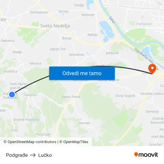 Podgrađe to Lučko map