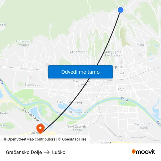 Gračansko Dolje to Lučko map