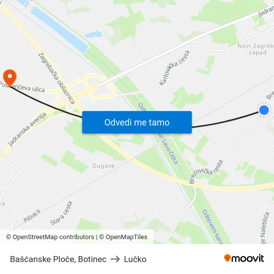 Bašćanske Ploče, Botinec to Lučko map