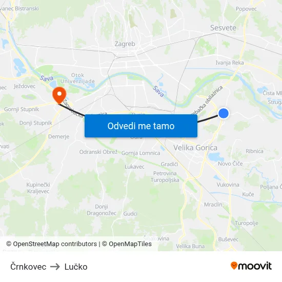 Črnkovec to Lučko map