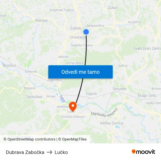 Dubrava Zabočka to Lučko map