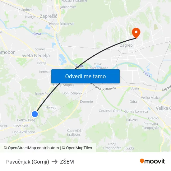 Pavučnjak (Gornji) to ZŠEM map