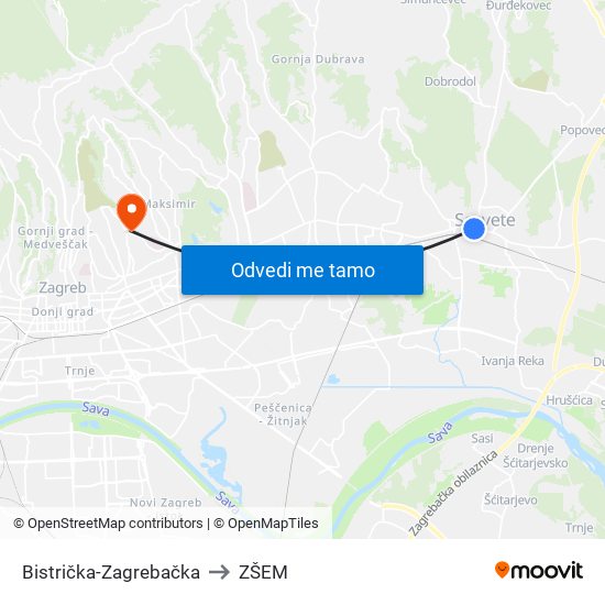 Bistrička-Zagrebačka to ZŠEM map