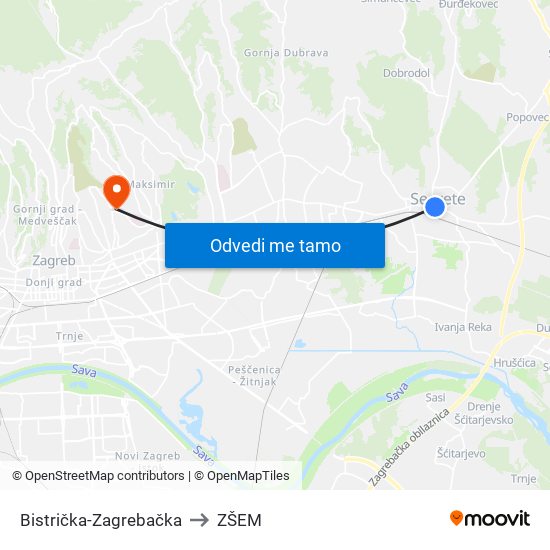 Bistrička-Zagrebačka to ZŠEM map