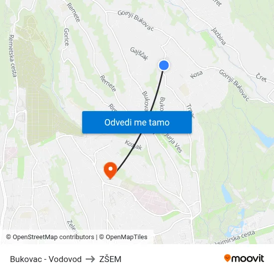 Bukovac - Vodovod to ZŠEM map