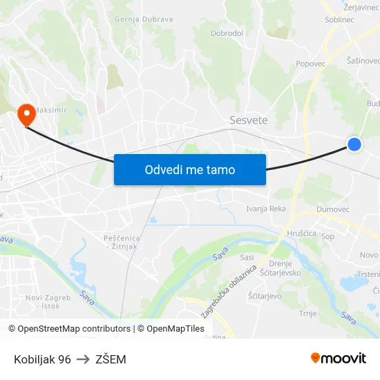 Kobiljak 96 to ZŠEM map