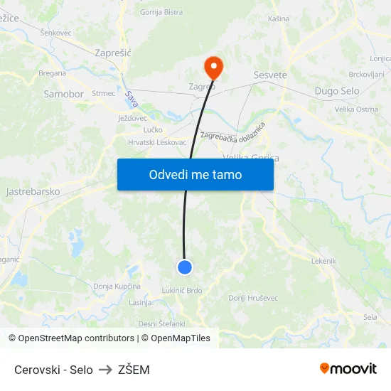 Cerovski - Selo to ZŠEM map