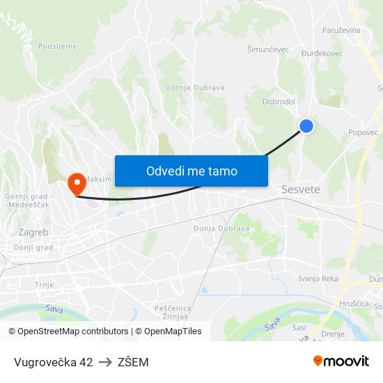 Vugrovečka 42 to ZŠEM map