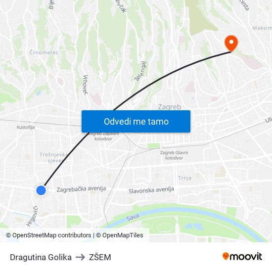 Dragutina Golika to ZŠEM map