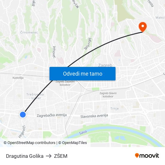 Dragutina Golika to ZŠEM map