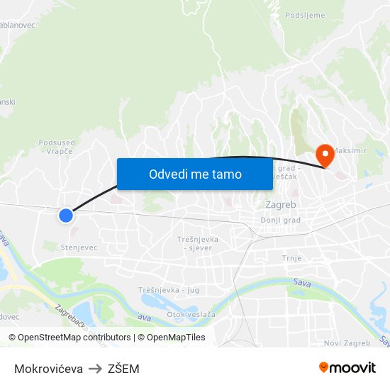 Mokrovićeva to ZŠEM map
