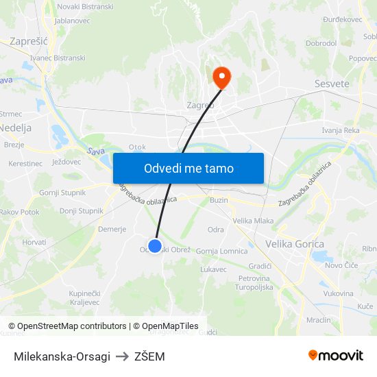 Milekanska-Orsagi to ZŠEM map