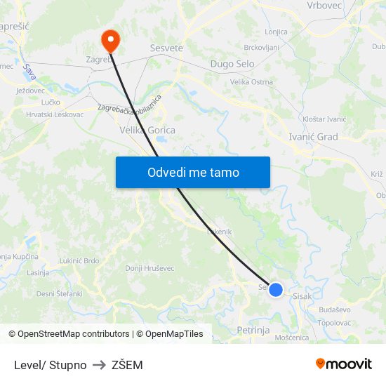 Level/ Stupno to ZŠEM map