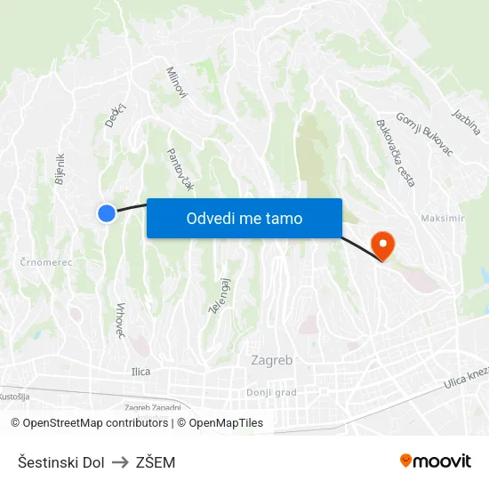 Šestinski Dol to ZŠEM map