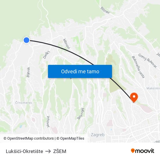 Lukšići-Okretište to ZŠEM map