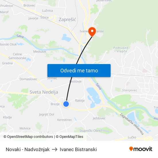 Novaki - Nadvožnjak to Ivanec Bistranski map