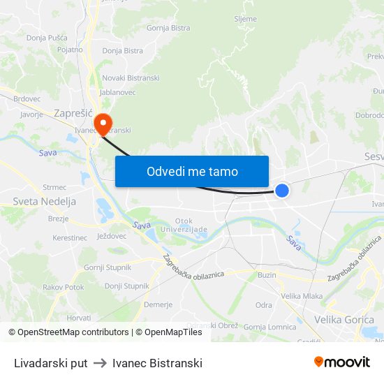 Livadarski put to Ivanec Bistranski map