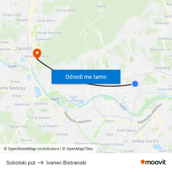 Sobolski put to Ivanec Bistranski map