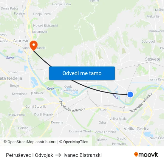 Petruševec I Odvojak to Ivanec Bistranski map