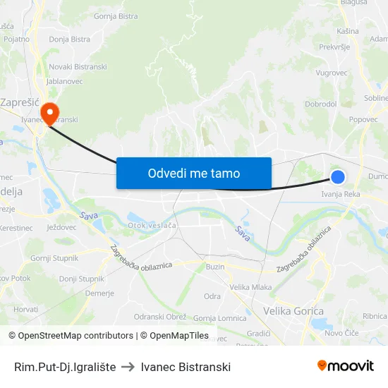 Rim.Put-Dj.Igralište to Ivanec Bistranski map