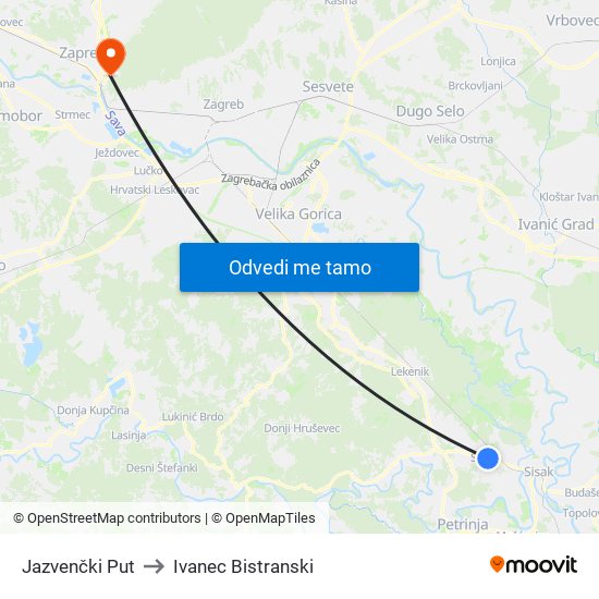 Jazvenčki Put to Ivanec Bistranski map