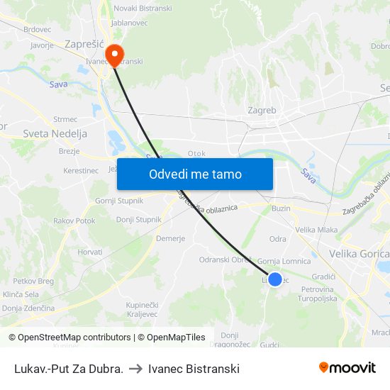 Lukav.-Put Za Dubra. to Ivanec Bistranski map