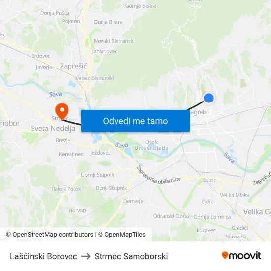 Lašćinski Borovec to Strmec Samoborski map
