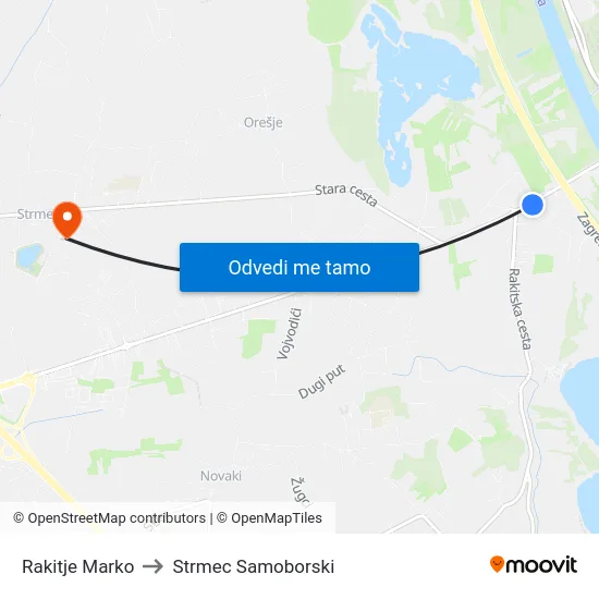 Rakitje Marko to Strmec Samoborski map