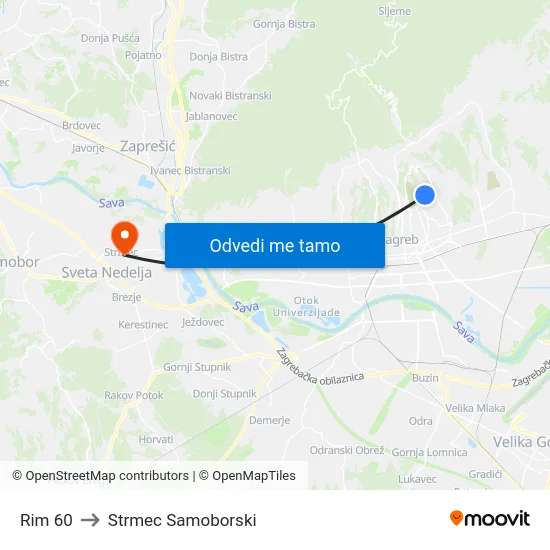 Rim 60 to Strmec Samoborski map