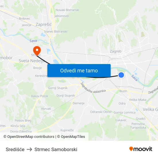 Središće to Strmec Samoborski map