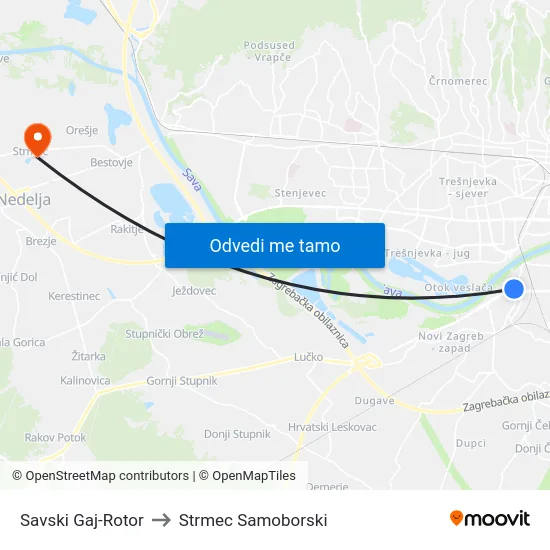 Savski Gaj-Rotor to Strmec Samoborski map
