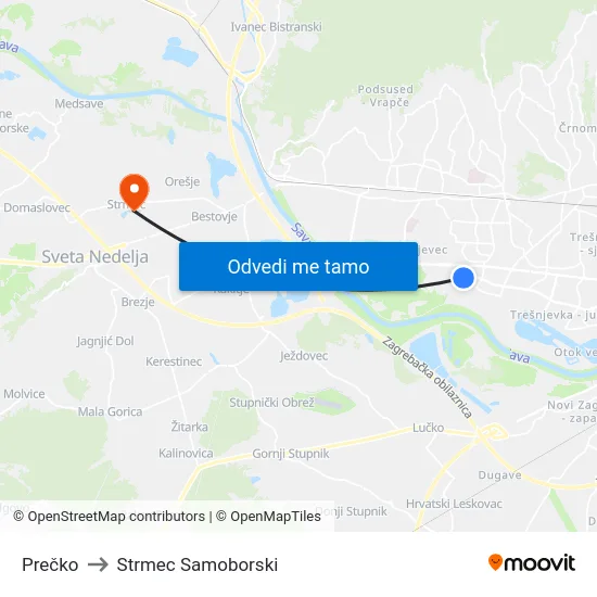 Prečko to Strmec Samoborski map