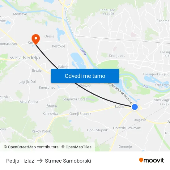 Petlja - Izlaz to Strmec Samoborski map