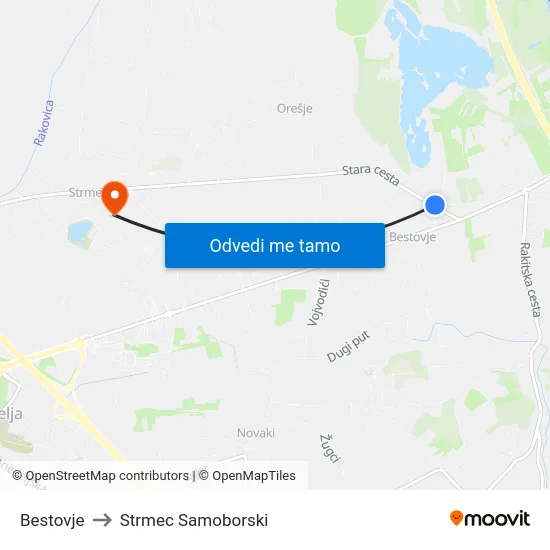 Bestovje to Strmec Samoborski map