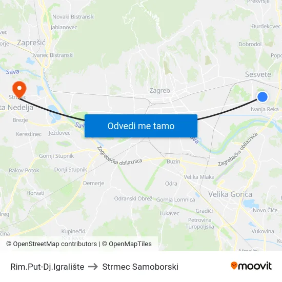 Rim.Put-Dj.Igralište to Strmec Samoborski map