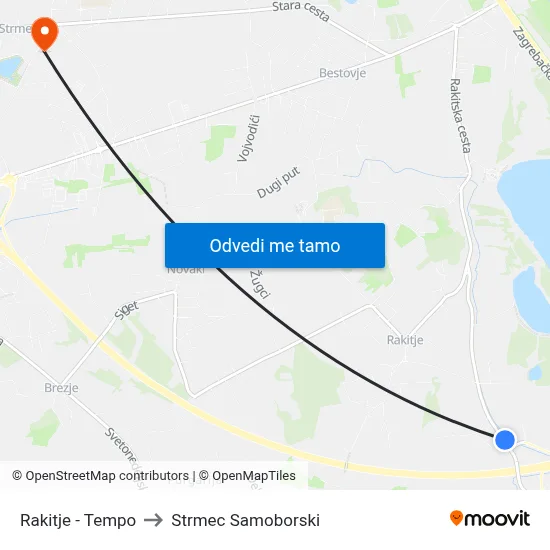 Rakitje - Tempo to Strmec Samoborski map