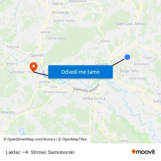 Laktec to Strmec Samoborski map