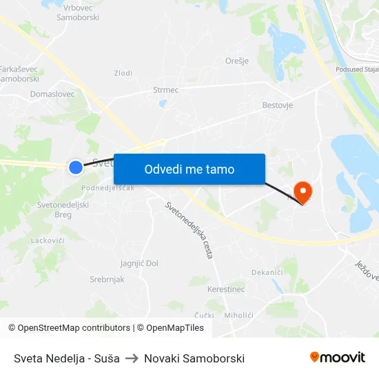 Sveta Nedelja - Suša to Novaki Samoborski map