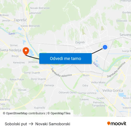Sobolski put to Novaki Samoborski map