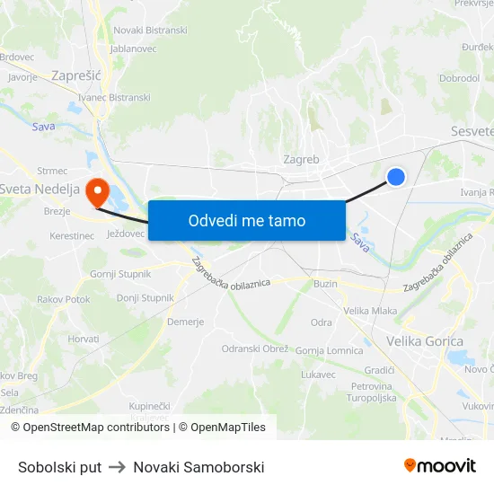 Sobolski put to Novaki Samoborski map