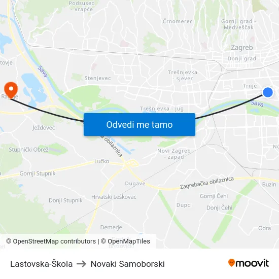 Lastovska-Škola to Novaki Samoborski map