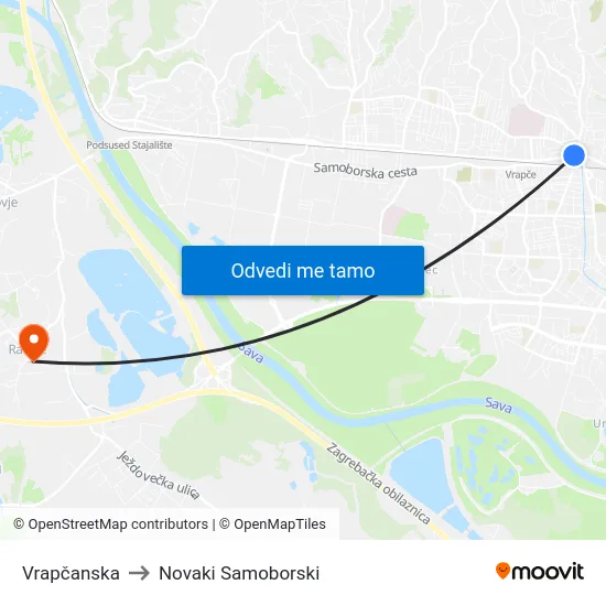 Vrapčanska to Novaki Samoborski map