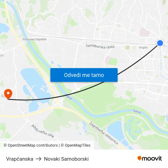 Vrapčanska to Novaki Samoborski map