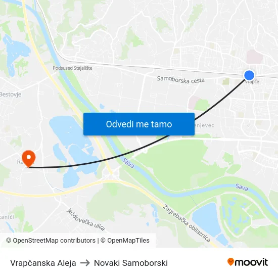 Vrapčanska Aleja to Novaki Samoborski map