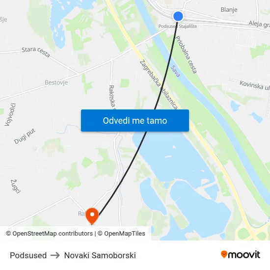Podsused to Novaki Samoborski map